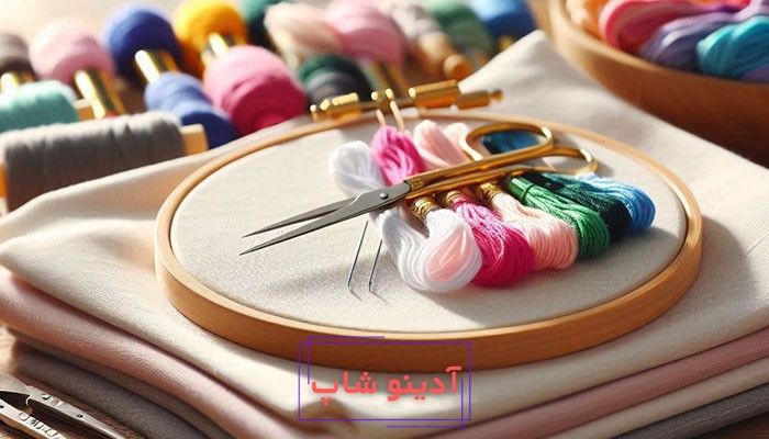 مراحل گلدوزی یک گل ساده روی پارچه