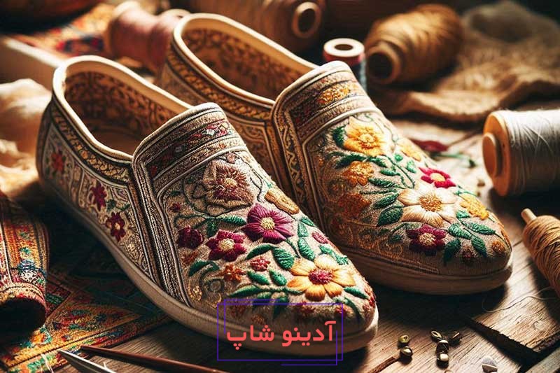 آموزش گلدوزي روي گيوه