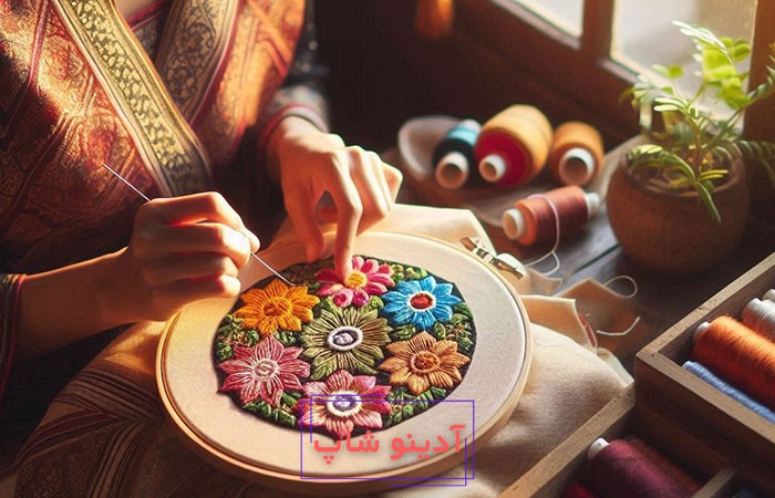 گلدوزی روی پارچه با سوزن