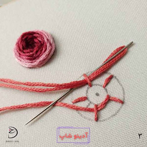 آموزش دوخت رز عنکبوتی در گلدوزی-3