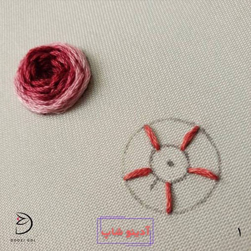 آموزش دوخت رز عنکبوتی در گلدوزی-1