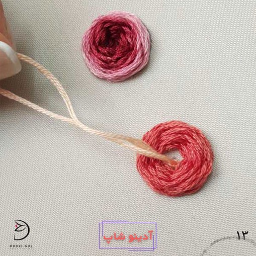 آموزش دوخت رز عنکبوتی در گلدوزی-13