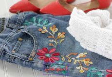 آموزش گلدوزی روی شلوار لی