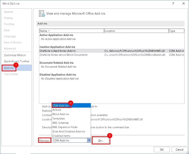 رفع مشکل باز نشدن ورد با غیرفعال کردن افزونه ها در حالت سیف مد