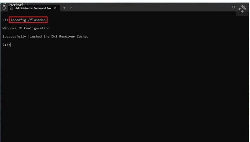 رفع ارور this site can't be reached در ویندوز ۱۰ Successfully flushed the DNS Resolver Cache