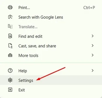 انتخاب "Settings" رفع خطای this site can't be reached