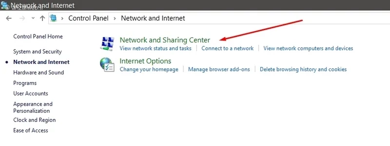رفع مشکل this site can t be reached در کروم Network and Sharing Center