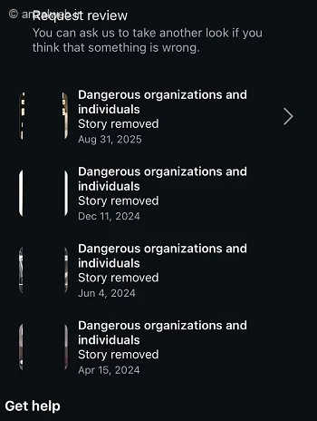 پست های مشکوک یا خطرناک شناسایی شده توسط اینستاگرام