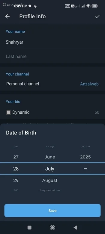 تاریخ تولد خود را به میلادی انتخاب کنید