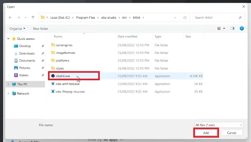 اضافه کردن OBS Studio به تنظیمات گرافیکی