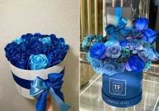 باکس گل رز آبی هدیه
