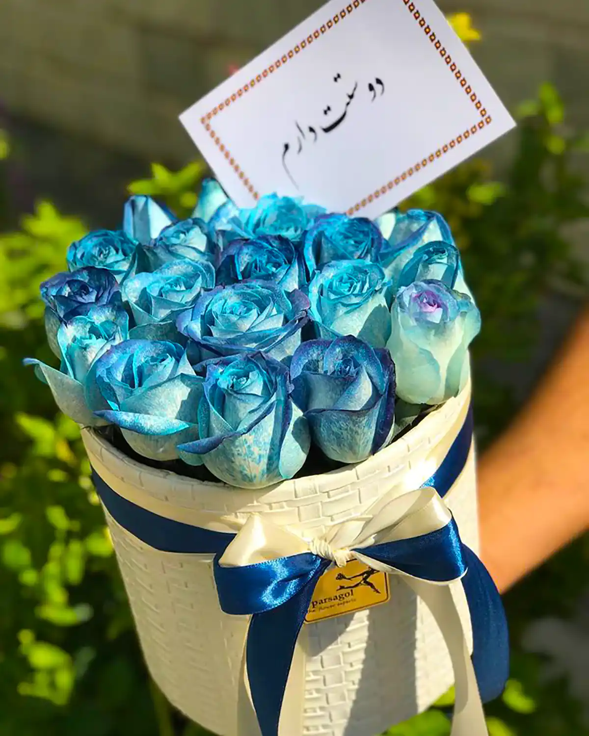 باکس گل رز آبی هدیه