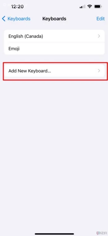 گزینه Add New Keyboard نحوه تغییر زبان اپل واچ