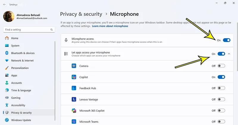 تنظیمات تبدیل هندزفری به میکروفون