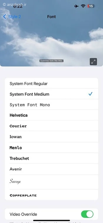 لیست فونت ها