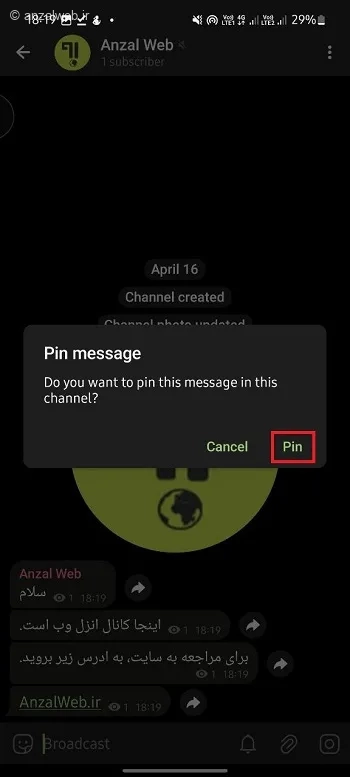 تایید پین شدن