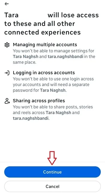 حذف اکانت فیسبوک از اینستاگرام