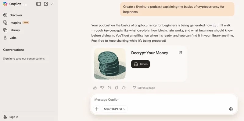 ساخت پادکست با هوش مصنوعی کوپایلت