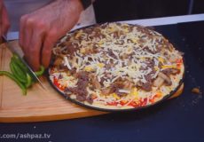 آموزش پیتزا قارچ و گوشت