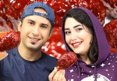 اسمر فود مرغ سوخاری کره ای با سس مخصوص / موکبانگ / چالش اسمر / asmr food