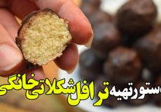 طرز تهیه ترافل شکلاتی خانگی با پودر نارگیل و شیرعسلی