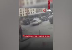 لحظه برخورد راننده زن با ۹ خودرو و سقوط از ارتفاع