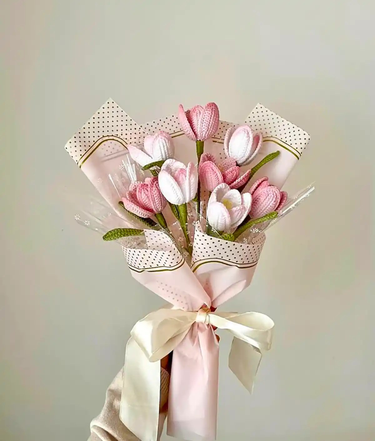 دسته گل بافتنی جذاب و زیبا