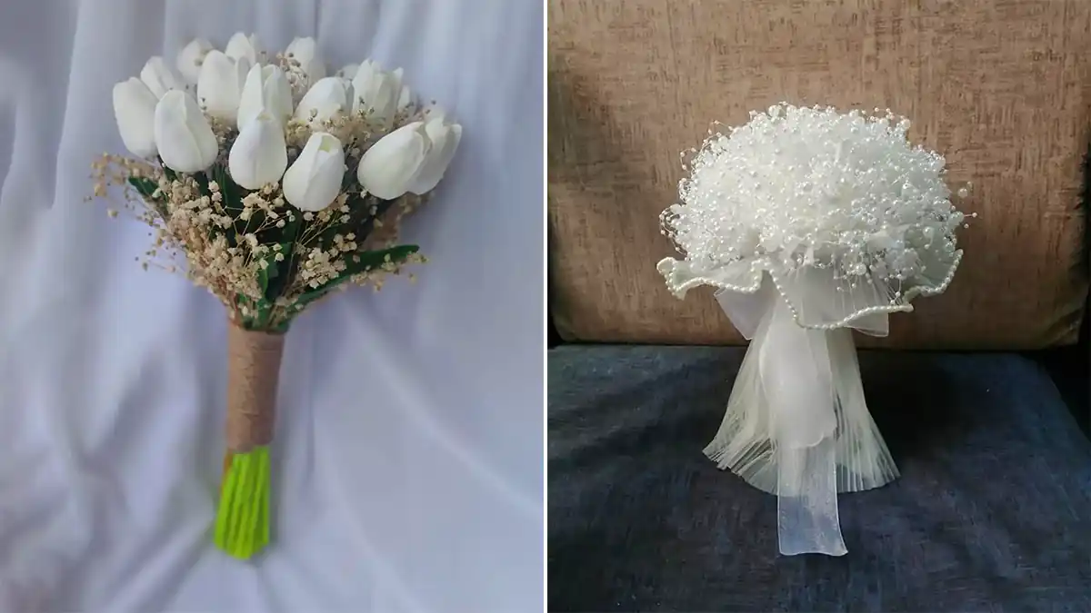 دسته گل سفید عروسی