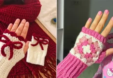 دستکش بافتنی دخترانه