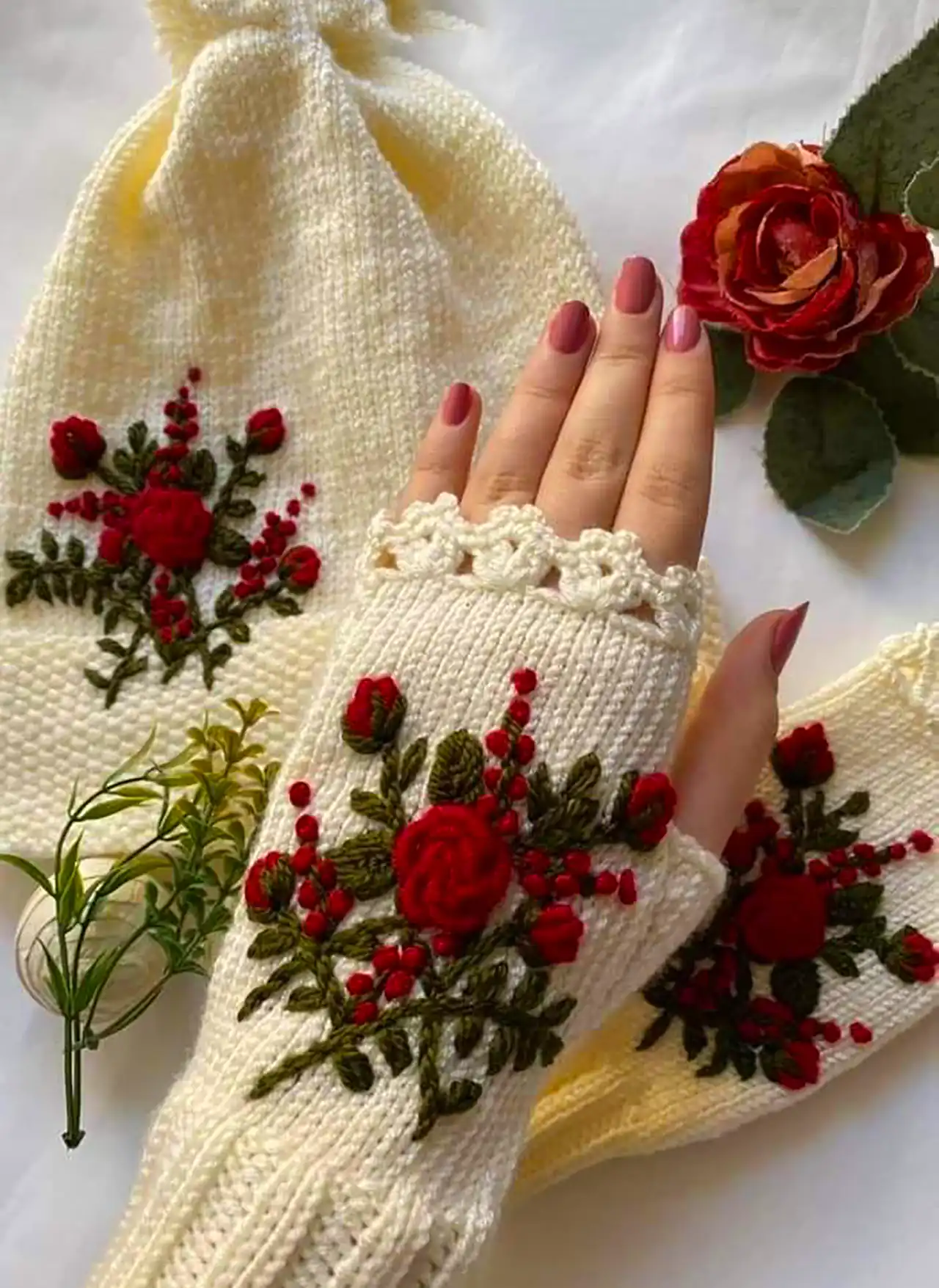 دستکش بافتنی دخترانه