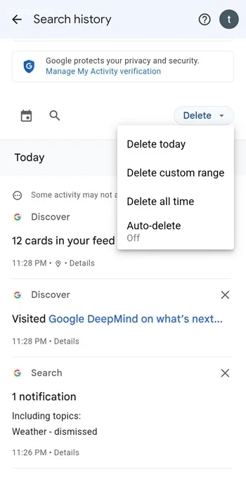 دیدن سرچ های گوگل