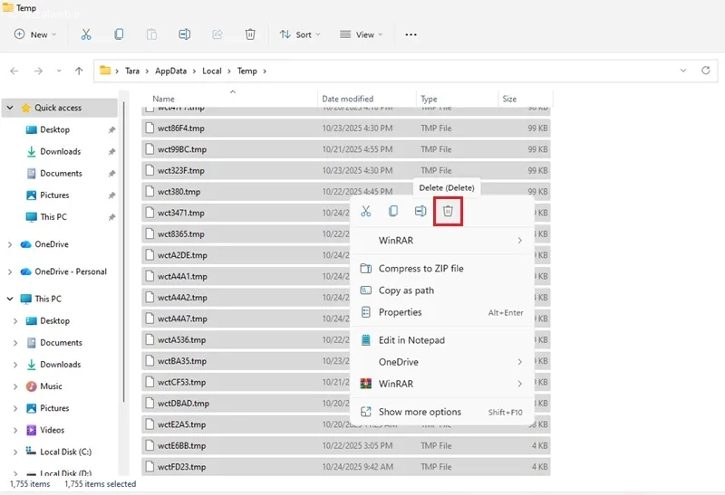 حذف فایل های موقت برای رفع مشکل کالاف در گیم لوپ