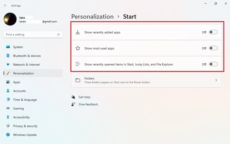 حذف recommended در ویندوز 11