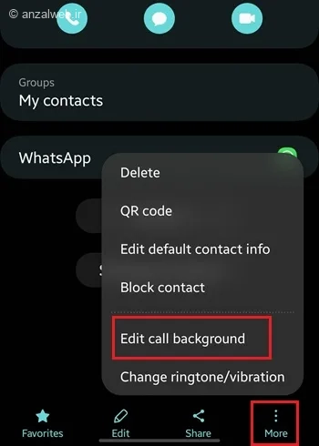 حالت تمام صفحه مخاطب سامسونگ