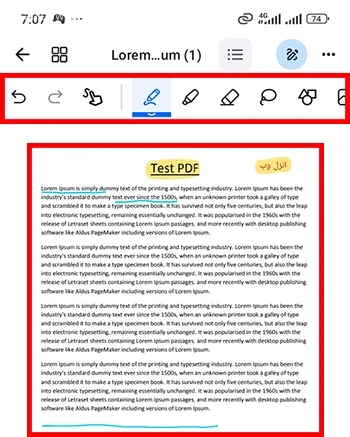 نوشتن متن روی پی دی اف در گوشی اندروید با Notewise