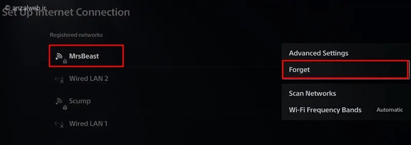 فراموشی شبکه متصل برای حل مشکل وارد نشدن به حساب کاربری پلی استیشن