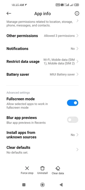 گزینه Fullscreen Mode را فعال