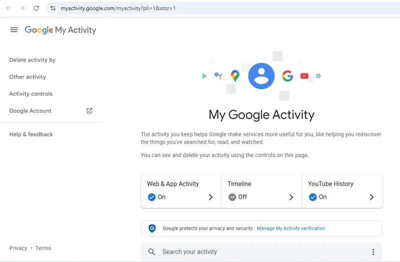 فعالیت من گوگل