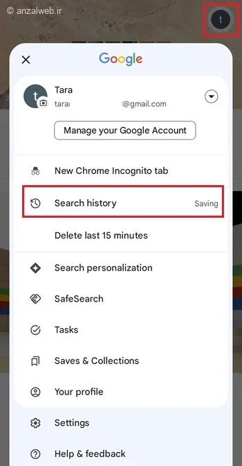 دیدن سرچ های گوگل