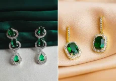 گوشواره زمردی طلا زیبا