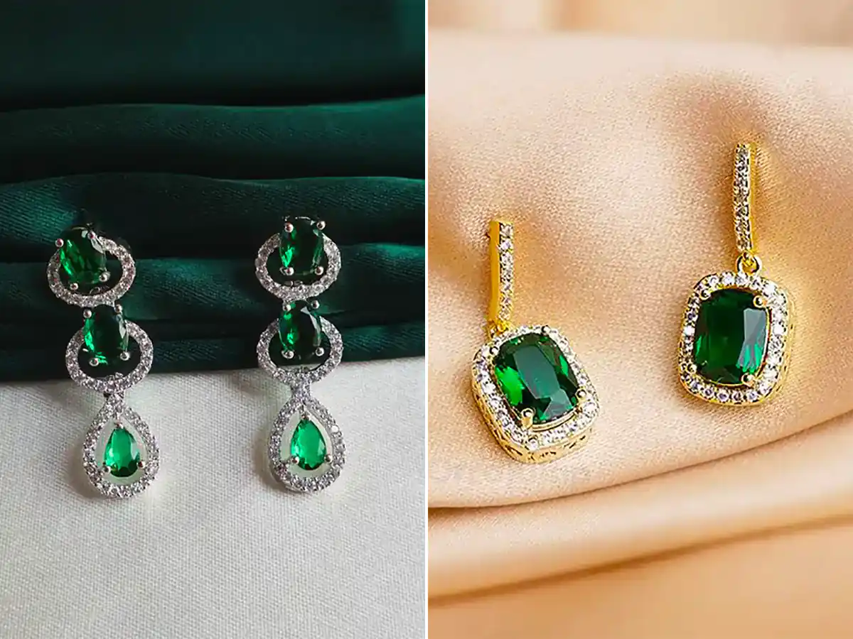 گوشواره زمردی طلا زیبا