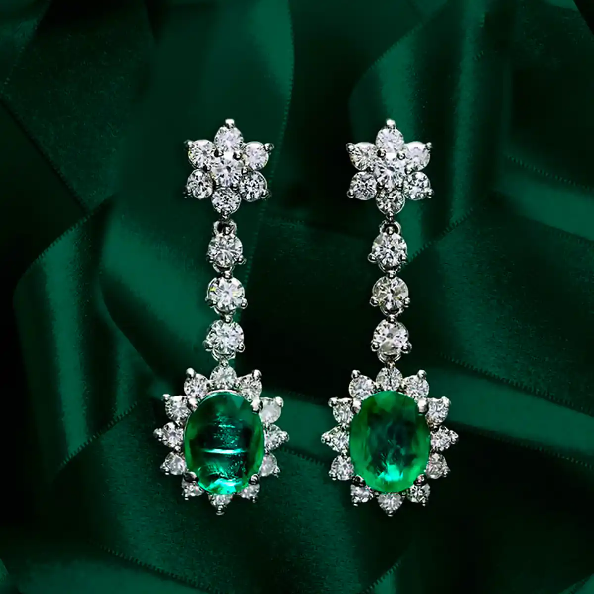 گوشواره زمردی طلا زیبا