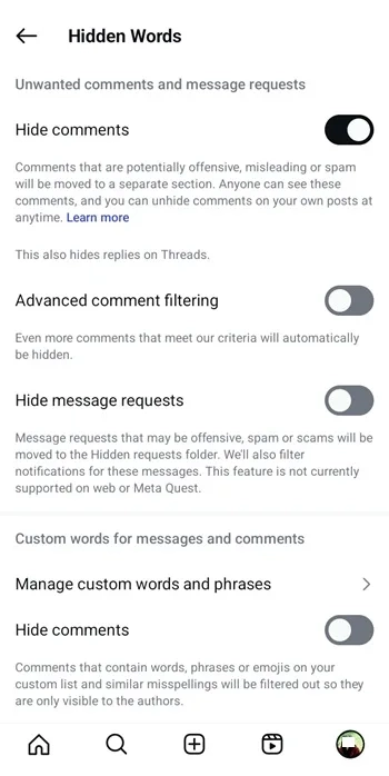 تنظیمات اکسپلور اینستاگرام