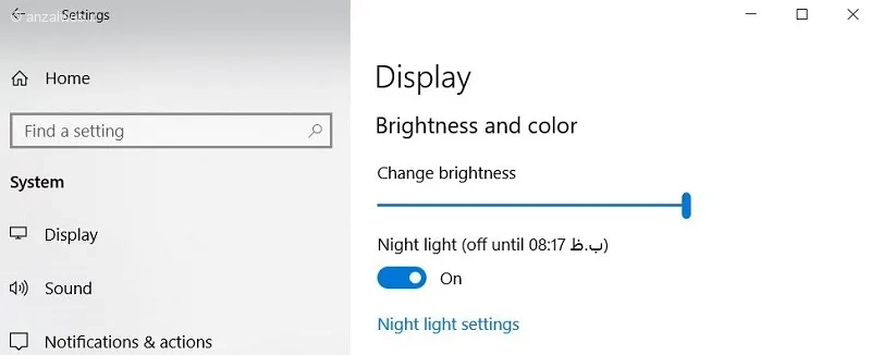 فعال‌ سازی Night Light (نور شب)