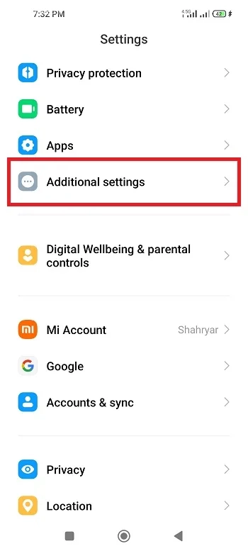 تنظیم ساعت گوشی شیائومی