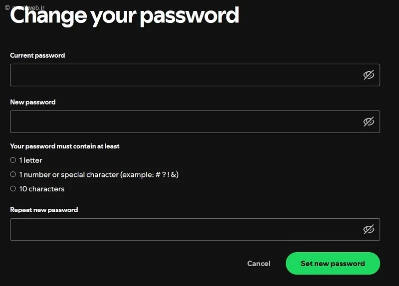 تغییر پسورد اسپاتیفای