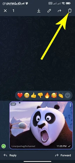 حذف گیف از تلگرام آیفون