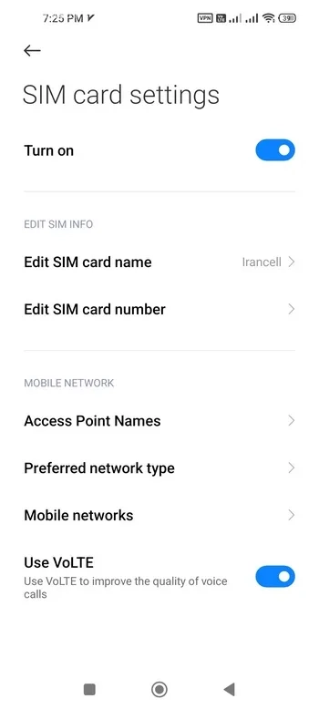 گزینه Access Point Names (APN)