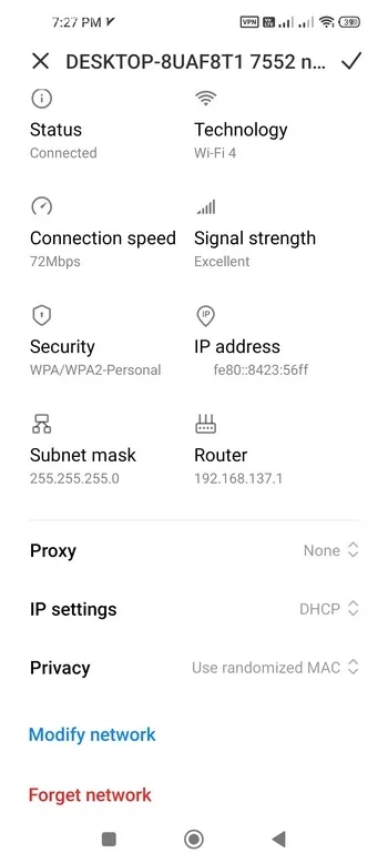فعال‌ کردن IPv6 اندروید برای شبکه وای‌ فای