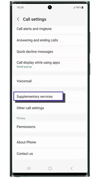 گزینه Supplementary services